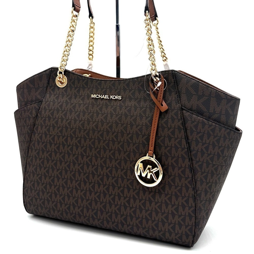 Michael Kors Large Jet Set Travel Chain Shoulder Bag & Continental Wallet Brown - Picture 2 of 12